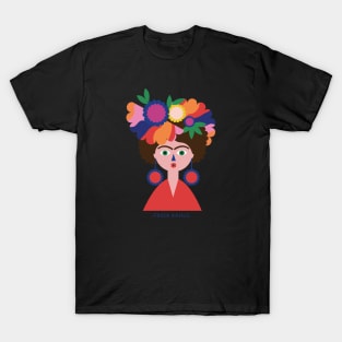 Frida kahlo portrait feminist mexican painter artist viva la vida colorful flower T-Shirt